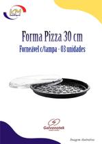 Bandeja para Pizza Forneável 30 cm c/03 unidades - Galvanotek - brownie, delivery (9996810)