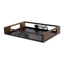 Bandeja Para Servir Café Da Manhã Chá Petiscos Aperitivos 37cm Com Alça De Madeira Rústica Coffee Bandeja Para Servir Café Da Manhã Chá Petiscos Aperitivos 37cm Com Alça De Madeira Rústica Coffee