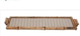 Bandeja paula de palha natural - bambu com vidro