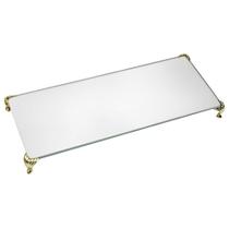 Bandeja Pé Vidro Espelho P/ Banheiro Lavabo Sala Mesa 25x10