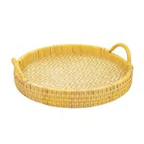 Bandeja Pequena Redonda em Rattan e Alças Bandeja Pequena Redonda em Rattan e Alças