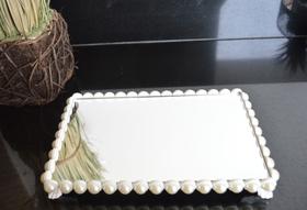 Bandeja Pérola B087 Branca Aparador Difusor Espelho Sala Cozinha Luxo Bandeja Pérola B087 Branca Aparador Difusor Espelho Sala Cozinha Luxo