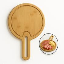 Bandeja Petisqueira Bambu tábua corte com cabo redonda Luxo Bandeja Petisqueira Bambu tábua corte com cabo redonda Luxo