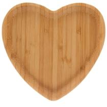 Bandeja Petisqueira De Bambu Heart Coração Multiuso Porta Copos Mesa Posta 12,5cm