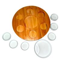 Bandeja Petisqueira de Madeira Giratória Servir com 7 Peças Bandeja Petisqueira de Madeira Giratória Servir com 7 Peças