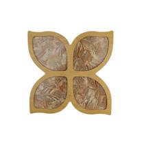Bandeja Petisqueira Madeira Decorativa MDF Flor 4 Divisórias