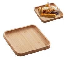 Bandeja Petisqueira Quadrada De Bambu 17cm Para Servir