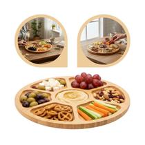 Bandeja Petisqueira Redonda Bambu 7 Divisórias Cavidade 28cm Bege Bandeja Petisqueira Redonda Bambu 7 Divisórias Cavidade 28cm Bege