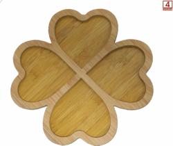 Bandeja / Petisqueira Trevo de Madeira MDF com 4 Divisórias 28cm