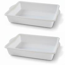 Bandeja Plástica Multiuso 4,8 Litros Retangular Branca Reforçada Para Carnes Legumes Frutas e Alimentos em Geral Bandeja Plástica Multiuso 4,8 Litros Retangular Branca Reforçada Para Carnes Legumes Frutas e Alimentos em Geral