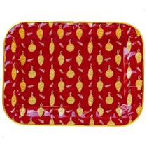 Bandeja Plástica Retangular Vermelha Estampa Natalina com Borda Dourada 41x30,5x2,5cm Bandeja Plástica Retangular Vermelha Estampa Natalina com Borda Dourada 41x30,5x2,5cm
