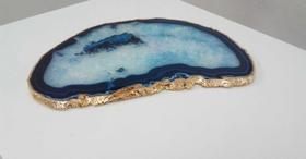 Bandeja Platter Ágata Azul E Dourado 25 X 17 Cm