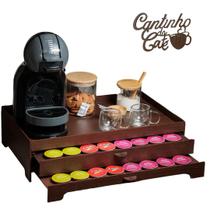 Bandeja porta capsula cantinho do café grande mdf reforçado com 2 gavetas organizador apoio xicara chá cafeteira