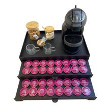 Bandeja porta capsula grande com 2 gavetas suporte aparador servir apoio café chá