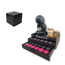 Bandeja Porta Cápsulas Espelhada Dolce Gusto Preta Cantinho Café Organizador Mdf Caixinha Caixa Chá
