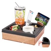 Bandeja porta-copos de sofá ducafaery Silicone Acacia Wood