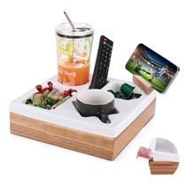 Bandeja porta-copos de sofá ducafaery Silicone Acacia Wood