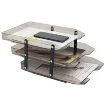 Bandeja Porta Documento Organizadora Maxcril Tripla Móvel Slim Plástico Resistente 3 Andares Bandeja Porta Documento Organizadora Maxcril Tripla Móvel Slim Plástico Resistente 3 Andares