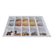 Bandeja Porta notas e moedas 40 x 31cm (5 divisórias) - Branca