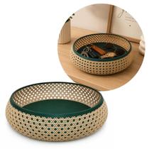 Bandeja Porta Objetos Multiuso Redondo Porta Treco Rústico Design Palhinha Treliça Rattan Sintético Prime 23cm - Mundial Bandeja Porta Objetos Multiuso Redondo Porta Treco Rústico Design Palhinha Treliça Rattan Sintético Prime 23cm - Mundial
