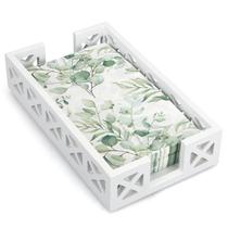 Bandeja porta-toalhas de hóspedes Renawe White Wooden para banheiro Bandeja porta-toalhas de hóspedes Renawe White Wooden para banheiro