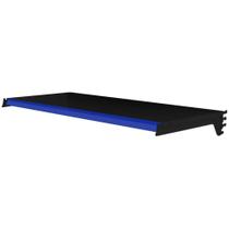 Bandeja Prateleira Com Reforço 30x91 Para Gôndolas New Plus Preto Porta Etiqueta Azul - Sa Gôndolas