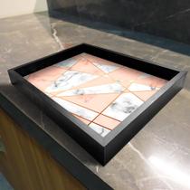 Bandeja Preta com Gravura Impermeável "Geometric Marble" 41cm D05 - D'Rossi Bandeja Preta com Gravura Impermeável "Geometric Marble" 41cm D05 - D'Rossi