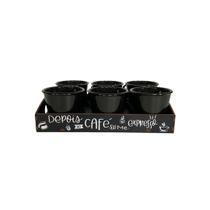 Bandeja Preta Decorada MDF C/ Xícaras Acrílica 75ml