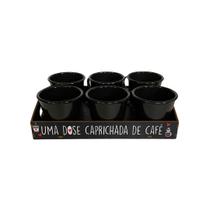 Bandeja Preta Decorada MDF C/ Xícaras Acrílica 75ml