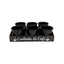 Bandeja Preta Decorada MDF C/ Xícaras Acrílica 75ml