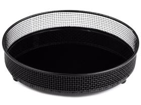 Bandeja Preta Em Metal Com Vidro Preto Espelhado