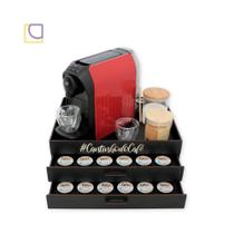 Bandeja Preta Porta Capsula Café Tres Corações 2 Gavetas Mdf