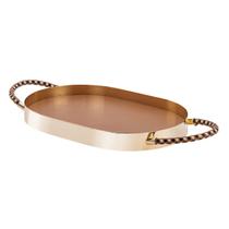 Bandeja Rapunzel Gold24K com Fundo de Couro Caramelo Bandeja Rapunzel Gold24K com Fundo de Couro Caramelo