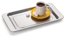 Bandeja Rasa Pop De Aço Inox Forma Para Servir Café 30cm