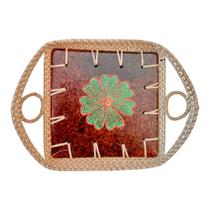 Bandeja rattan e ceramica floral pintada a mao indonesia 10
