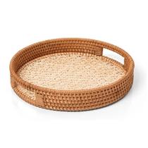 Bandeja Rattan Natural Redondo 30Cm - Copa & Cia