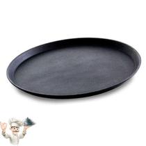 Bandeja Redonda 35 Cm Preta Antiderrapante Garçom Servir