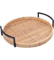 Bandeja Redonda 37cm Por 35cm De Fibra Natural Com Alça Bali Bandeja Redonda 37cm Por 35cm De Fibra Natural Com Alça Bali