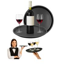 Bandeja Redonda Antiderrapante 40cm - Preta