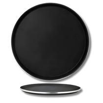 Bandeja Redonda Antiderrapante De Plástico Borda Aço Inox Para Bar Restaurante Garçom 35cm Uny Home Bandeja Redonda Antiderrapante De Plástico Borda Aço Inox Para Bar Restaurante Garçom 35cm Uny Home