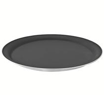 Bandeja Redonda Antiderrapante Garçom Profissional 40cm Tramontina Service Aço Inox Preto