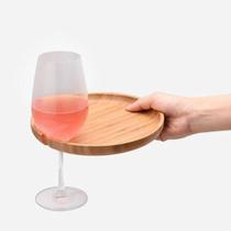 Bandeja Redonda de Bambu com Apoio para Taça Cozinha Casa Praticidade - Oikos