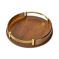 Bandeja Redonda De Bambu Luxo Leve Simples Para Casa Cozinha Conjunto De Chá Pequena Bandeja