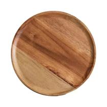Bandeja Redonda De Madeira Retro Para Servir 10 15 20 25cm Prato Para Salada Pizza Fruta Sobremesa