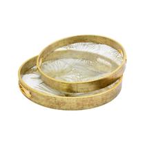 Bandeja Redonda Em Plástico Com Detalhes Florais Dourado La Home Bandeja Redonda Em Plástico Com Detalhes Florais Dourado La Home