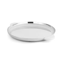 Bandeja Redonda Grande Volupté Níquel com Resina Branca Bandeja Redonda Grande Volupté Níquel com Resina Branca