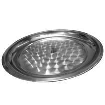 Bandeja Redonda Inox 40Cm Garçom Servir Grande