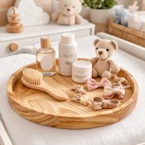 Bandeja Redonda Madeira Boho Decorativa Quarto Infantil 22cm Bandeja Redonda Madeira Boho Decorativa Quarto Infantil 22cm