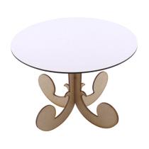 Bandeja Redonda Pedestal Baixa Linha Premium - Mdf Branco