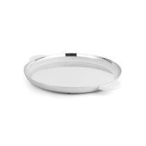 Bandeja Redonda Pequena Volupté Prata com Resina Branca Bandeja Redonda Pequena Volupté Prata com Resina Branca